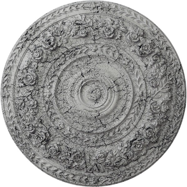 Ekena Millwork Rose Ceiling Medallion (Fits Canopies up to 13 1/2"), 33 7/8"OD x 2 3/8"P, Ultra Pure White Crackle CM33ROUWC - main